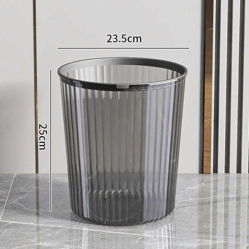 Transparent trash can - large capacity, with pressure ring, for home, living room, modern kitchen, bathroom, bedroom, and office