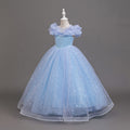 Girls' formal dress - european & american style long flower girl dress - puff sleeve banquet party kids princess dress - cross-border ready stock