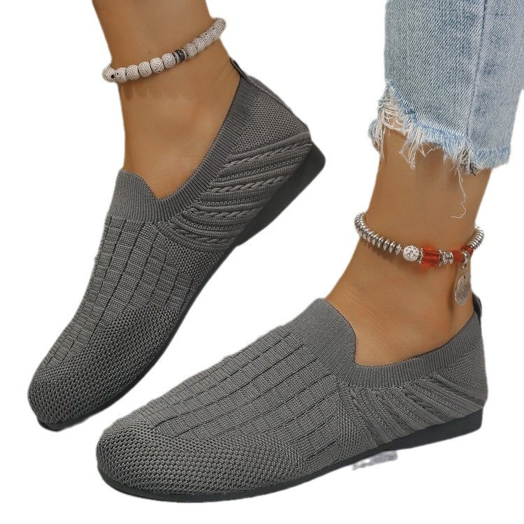 Fashionexport breathable slip-on flatsflatsflats women's cross-border wide toe plus size breathable lazy loafers