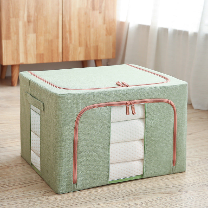 Cotton and linen folding steel frame storage box wardrobe clothes sorting box visual storage box children's toy storage box wholesale