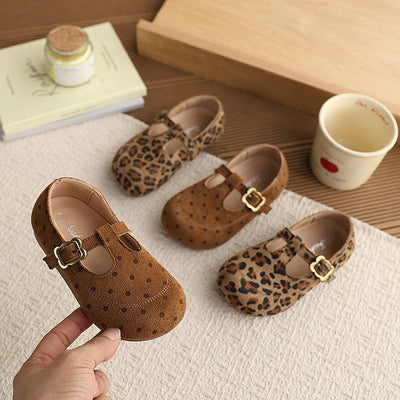 Vancahao girl's t-buckle small leather shoes  square toe flatsflatsfashioneasiest for matchautumnew arrival doudou shoes