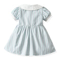 Korean style wholesale children's princess dress, new short-sleeve retro peter pan collar, cute country style girls' dress