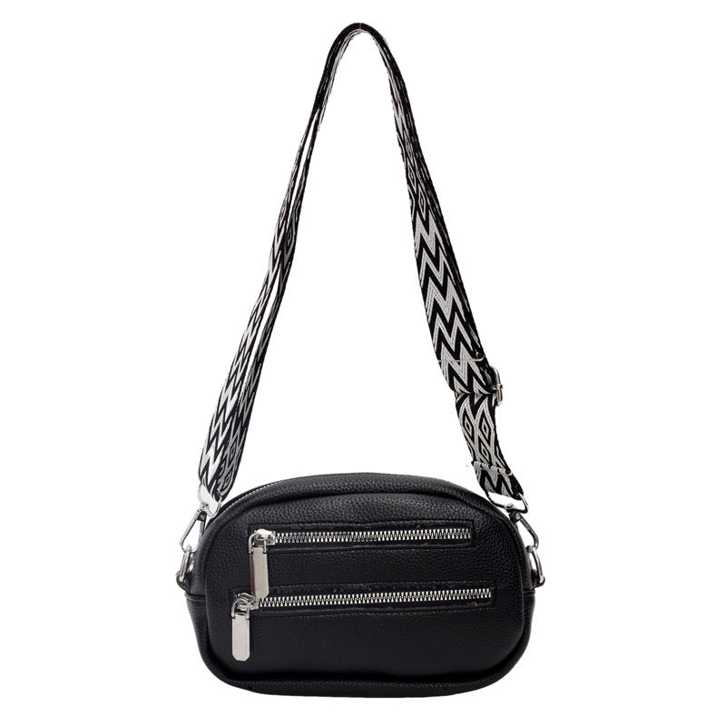 Cross-border Korean version of the new girl's mobile phone breast bag, simple pu messenger bag, trendy fashion zipper women's shoulder small round bag