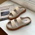 Women's slippers for outdoor wear, 2025 new fairy style sandals, trendy versatile platform slides, cloud-like comfort, thick-soled beach shoes