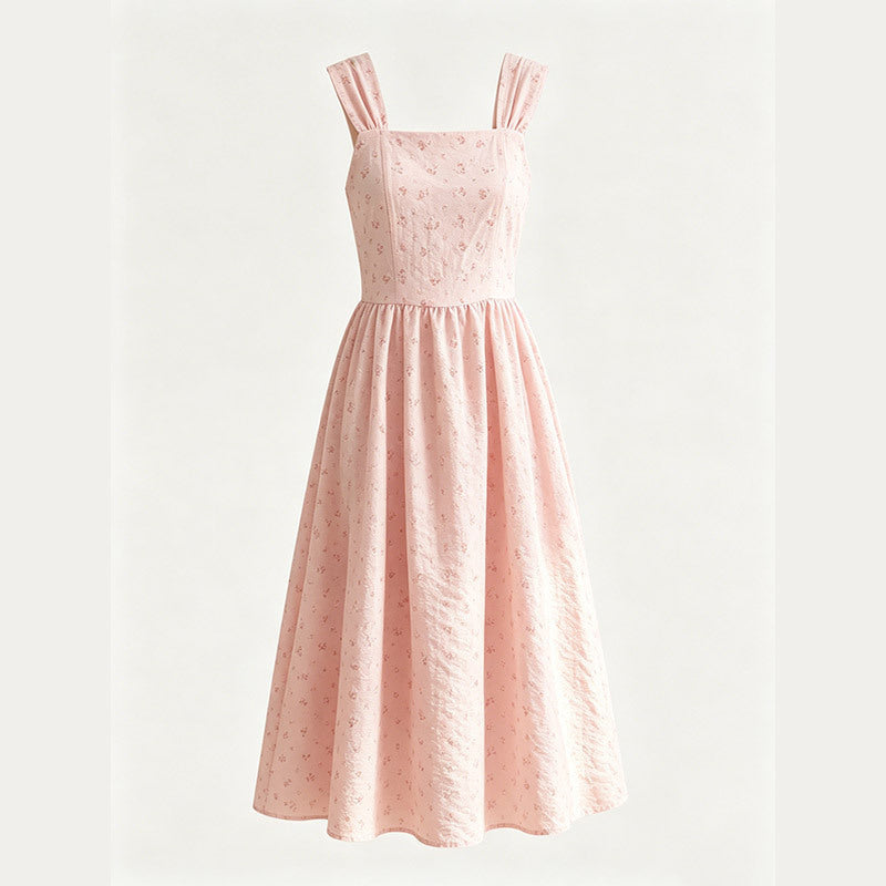 Youth dress french floral suspender skirt lace retro sweet new niche styleclassyelegant silm