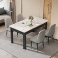 Nordic rock slab dining table and chair set - minimalist modern rectangular faux solid wood home dining table for small spaces