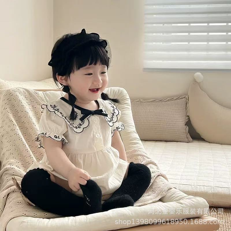 Summer lightweight bodysuit baby clothes super cute romper newborn onesie full month celebration 100-day banquet summer outfit