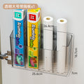 Kitchen cabinet door organizer, wall-mounted, no-drill, cabinet interior cling wrap holder, bathroom storage rack