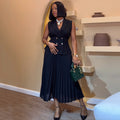 Fashion cross-border women's clothing  summer new style elegant suit collar vest tops pleated skirt casualsuit