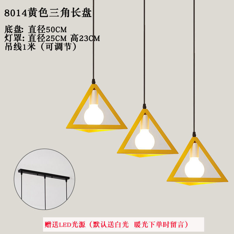 Nordic retro iron restaurant pendant light - three-light industrial style creative artistic small chandelier for hallway and dining room lighting
