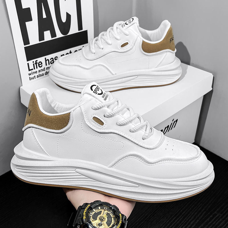 Men's 2025 spring new lightweight white sneakers, skate shoes, trendy versatile fashionable breathable youth niche streetwear shoes