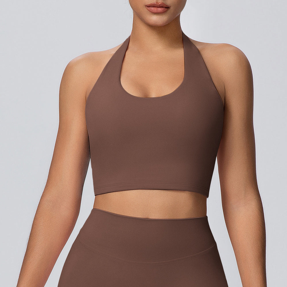 New arrival cross-border beautiful back halterintimates yoga bra bubble wrap running fitness vest halter suspender yoga clothes for women