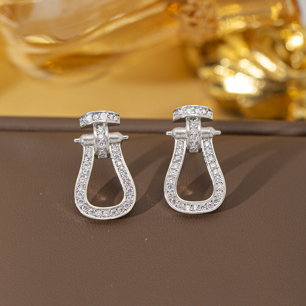 fashion elegant four-leaf clover earrings personalized zircon flower classy earrings niche styleaccessible luxurynew arrival earrings
