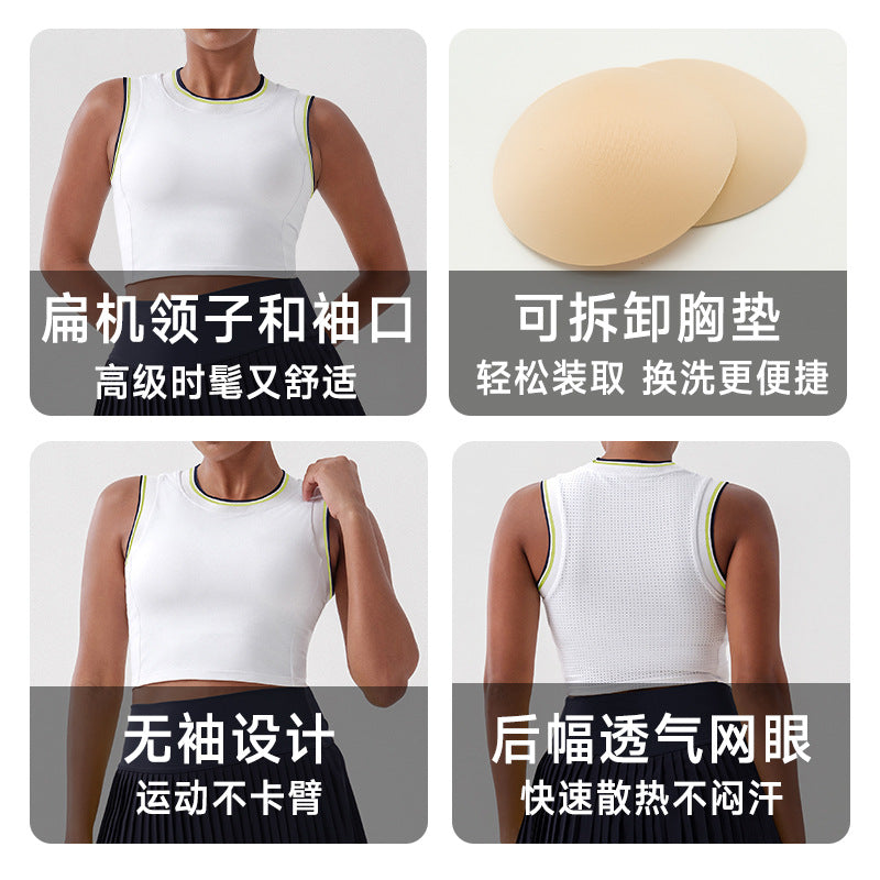 Summernew arrival breathable racer vest women's sports tops beautiful back yoga vest running tennis uniform tops women