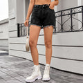 European and american cross-border e-commerce summer new women's clothing   washed adjustable waist versatile denim shorts