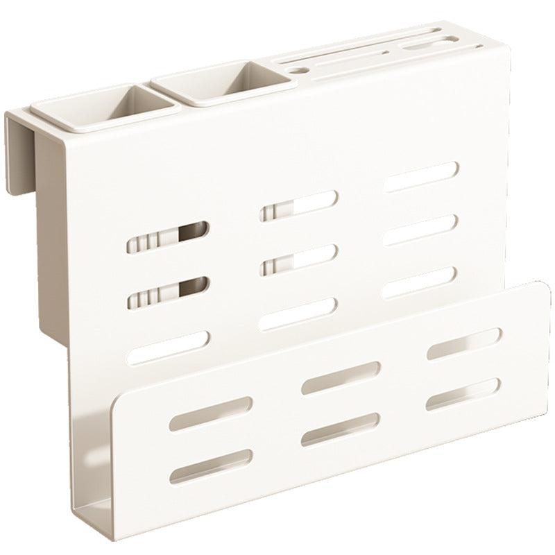 White lid rack, wall-mounted non-punching knife holder, integrated stainless steel chopstick cartridge, knife storage, cutting board, cutting board rack