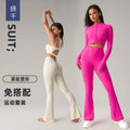 fashion tight butt lifting fitness yoga pants zipper long sleevesjacket push-up sports bra yoga suit