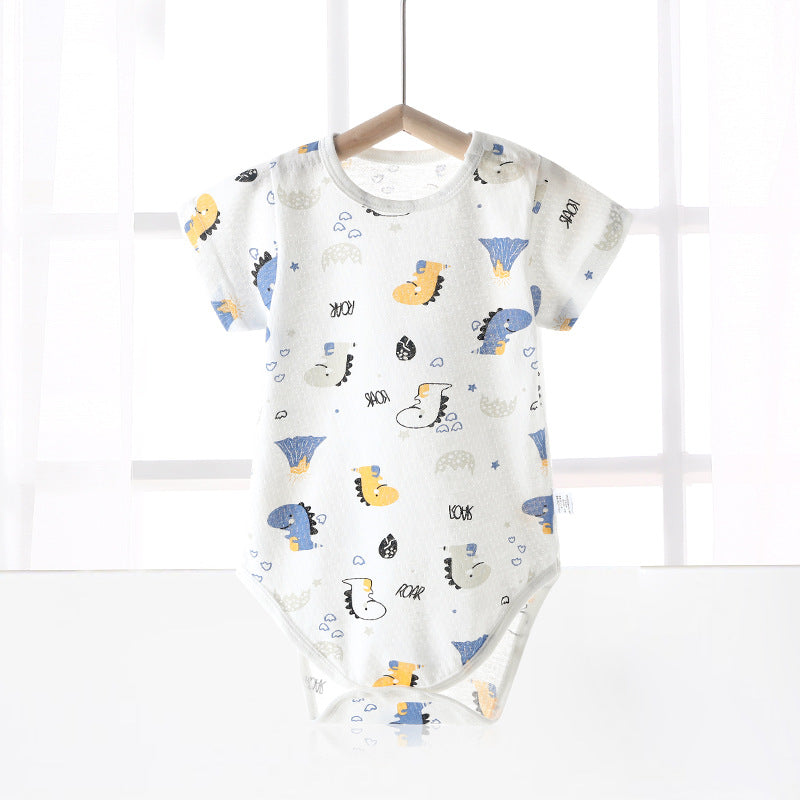 Baby bodysuit summer unisex infant short sleeve romper newborn pure cotton triangle onesie lightweight crawling suit
