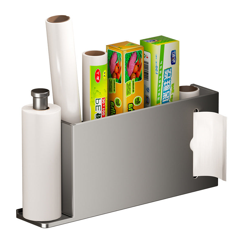 Kitchen plastic wrap hanger, cabinet door side storage box, wall hanging, non-punching, refrigerator oil-absorbing paper rack in cabinet