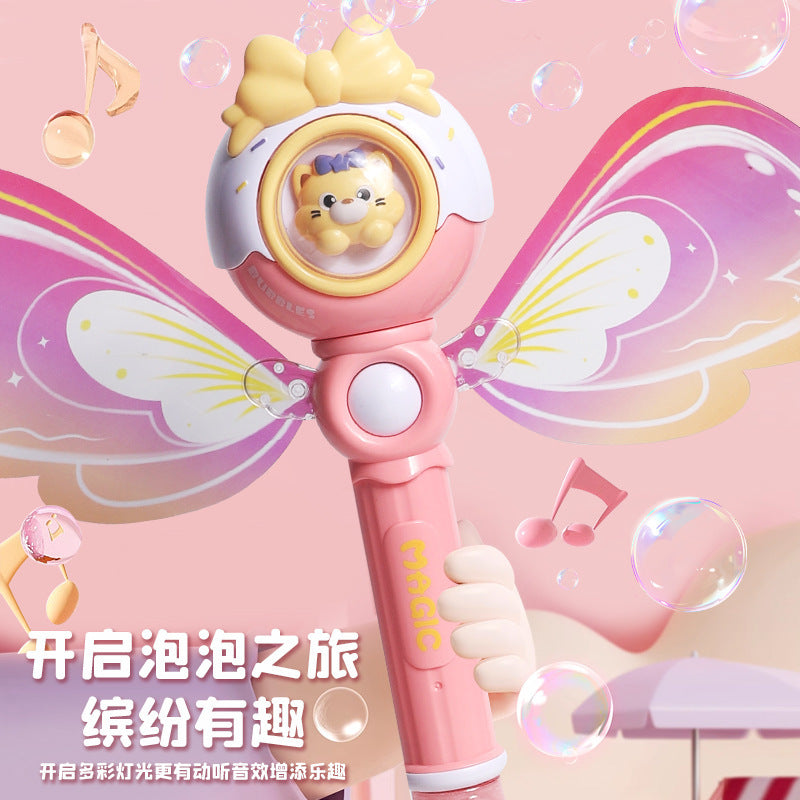 new product angel fully automatic bubble machine lighting and sound effects handheld children's parent-child interaction export water gun wholesale