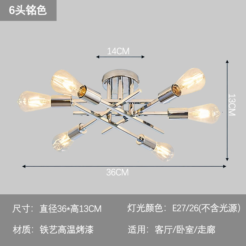 Modern minimalist molecular creative multi-head iron art ceiling light - industrial style for living room, bedroom, dining room, and homestays