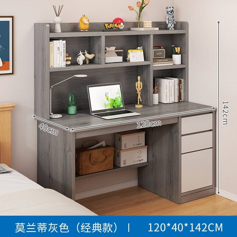Nordic student desk with bookshelf - all-in-one home bedroom desktop computer desk - assembled study table for elementary school students - writing desk