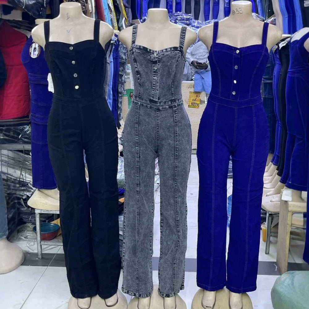 Women's denim jumpsuit cargo jeans new denim pants available denim jumpsuit