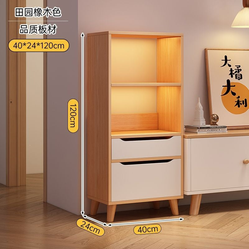 Bookcase for home standing cabinet bookshelf floor-standing storage rack living room storage cabinet small narrow cabinet dust-proof storage cabinet storage cabinet
