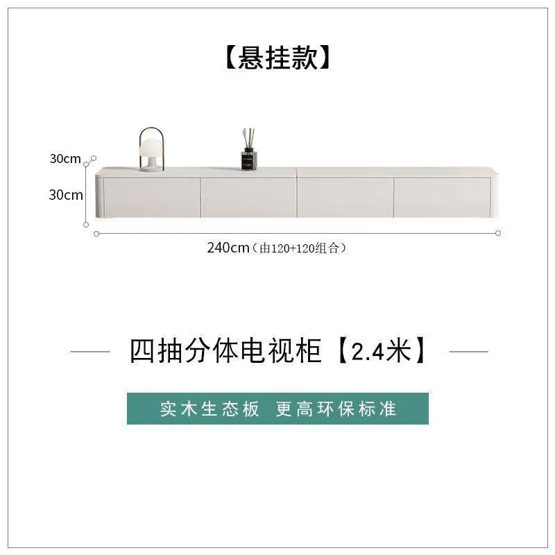Pure solid wood tv cabinet rock slab floor-standing cabinet gray and white paint casualelegantaccessible luxury practical small apartment floor cabinet