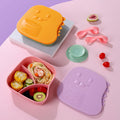 Baby divided lunch box food grade kids eating special three-compartment dinner plate cartoon anti-fall suction cup tableware suit