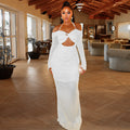 Fashion styleexport women's clothingcut outfashionhalter pleated hip skirt wrapped chest slightly see-through long sleeves one-step trendydress