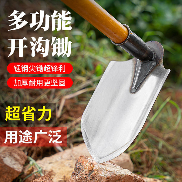 Thickened agricultural triangle hoe to open the ditch, use artificial ditching artifact to ridge the hoe and pick the belt to weed and loosen the triangle