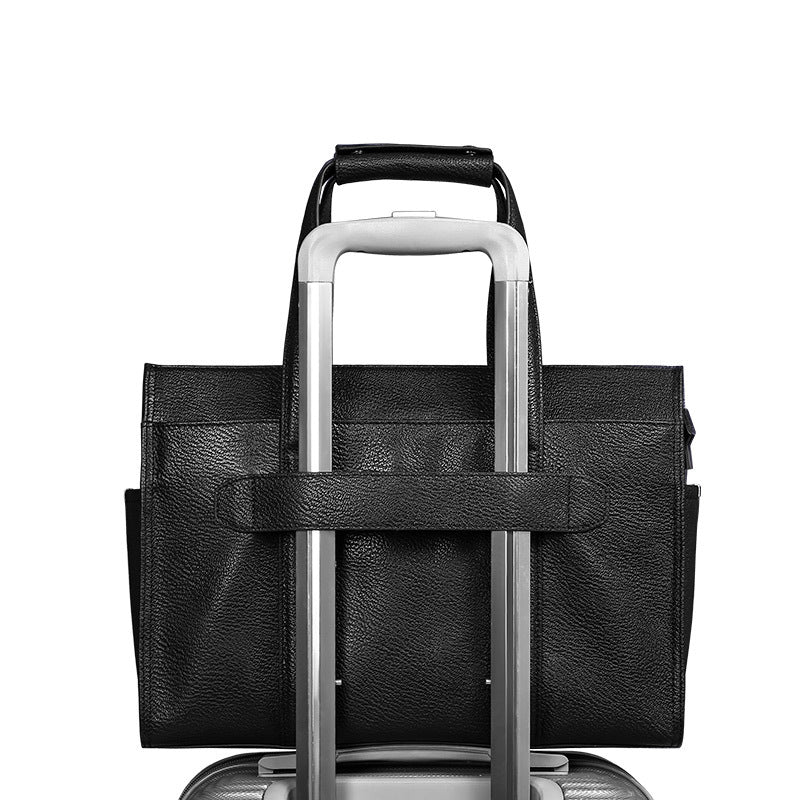 New men's bag, genuine leather men's handbag, first layer cowhide computer bag 15.6 inch business large-capacity briefcase