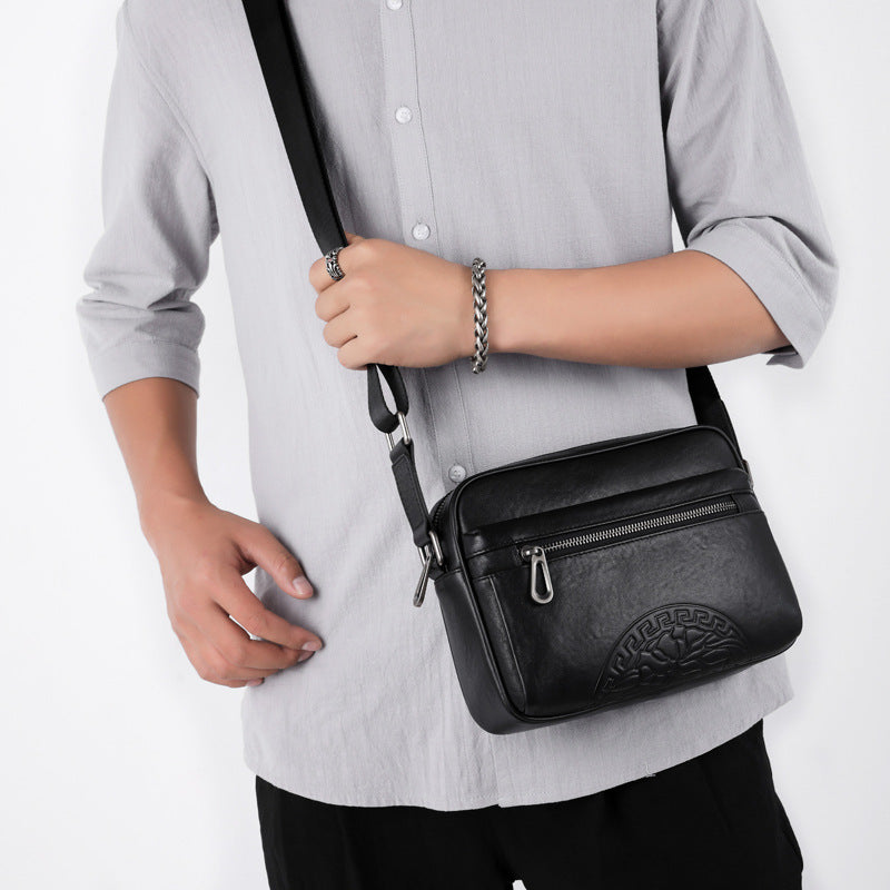 Men's bag messenger bag genuine leather men's bag horizontal style first layer cowhide bag soft leather bag business leisure shoulder bag trend