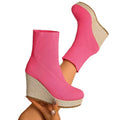 Plus size women's wedge heel boots: new autumn/winter collection - versatile, comfortable, stylish, retro, high-top, slim-fit, and stretchy