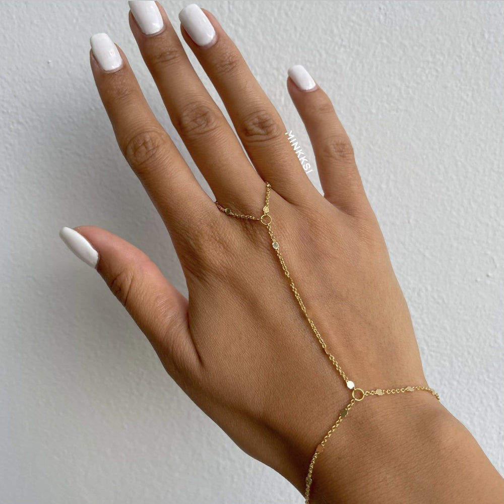 fashion ins style finger chain small disc ring chain stainless steel bracelet stylish trendy jewelry wholesale for women