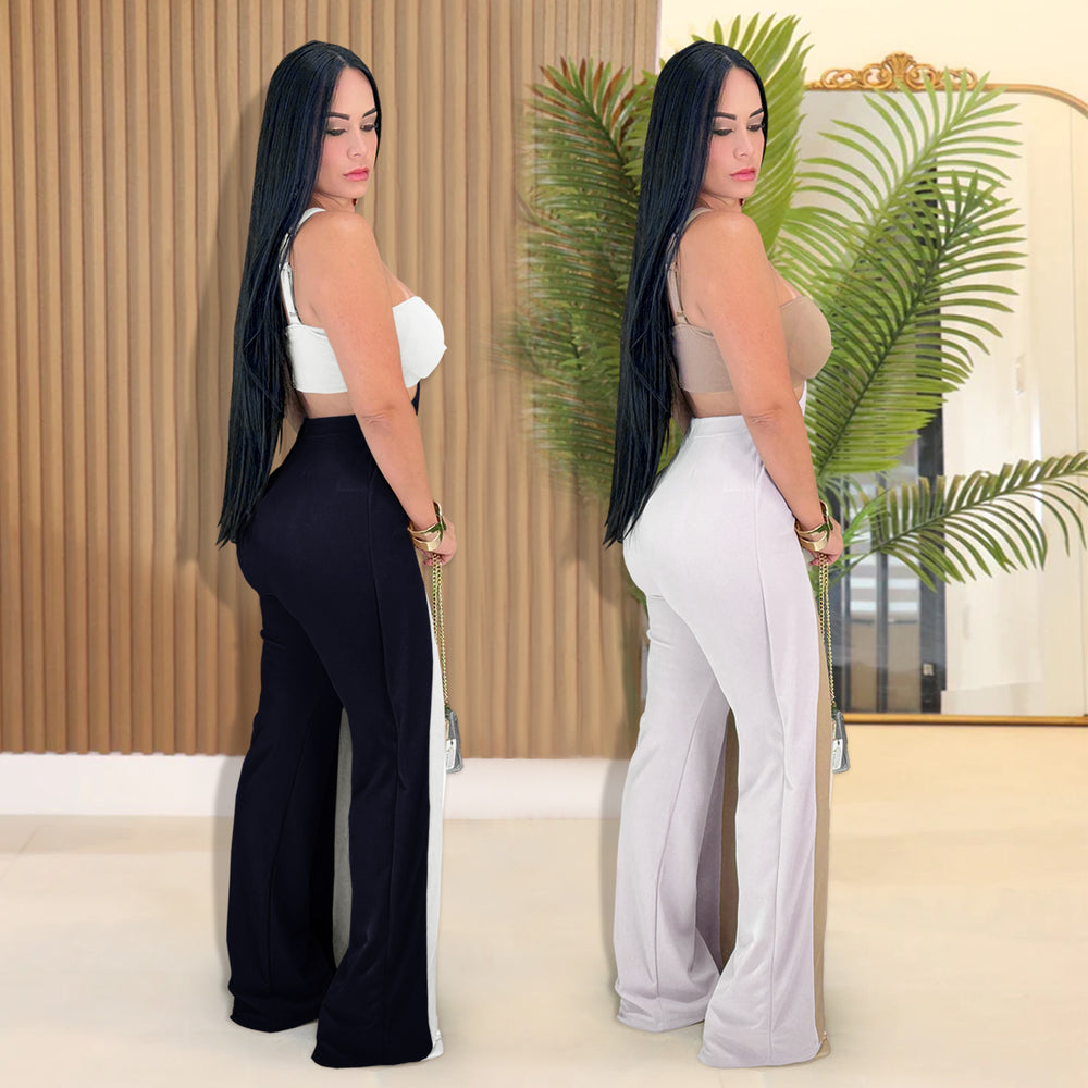 C7539 cross-border   fashion women's sexy strapless bandeau casual wide-leg jumpsuit
