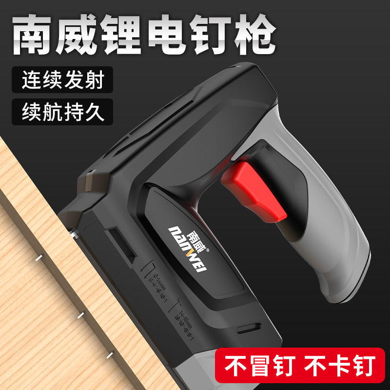 Nanwei electric rivet gun portable straight row code nail gun for home fully automatic pull rivet gun rechargeable lithium electric nail gun