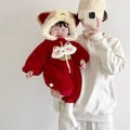 Newborn baby clothes autumn winter romper thickened cotton outfit set for 0-3 months, full month celebration outfit, winter wear