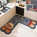 Kitchen floor mat corner l-shaped non-slip oil-proof mat diatom mud absorbent foot mat stain-resistant wipeable no-wash corner carpet