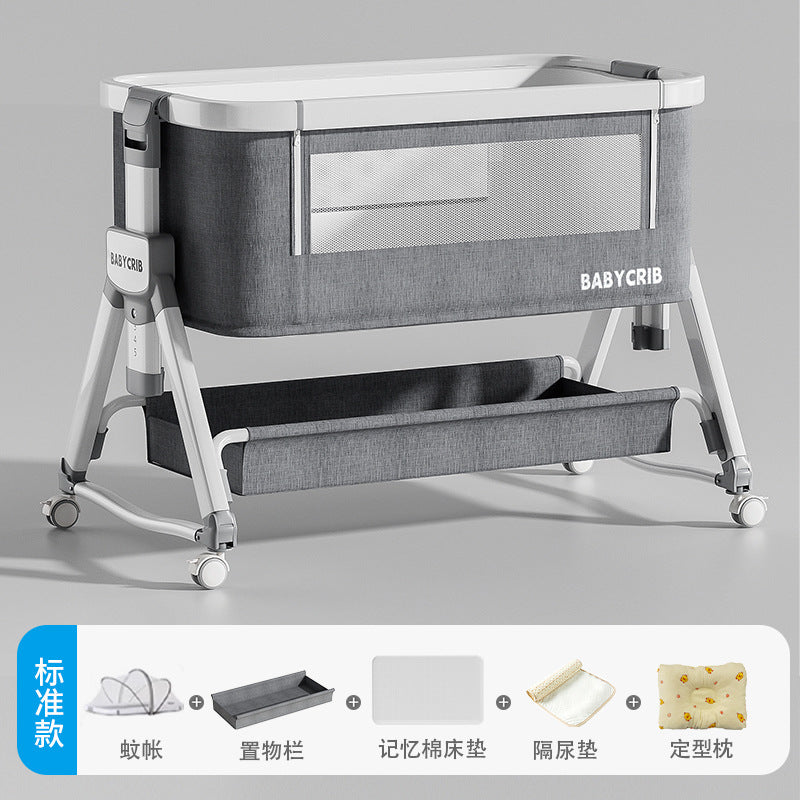 Aluminum alloy baby crib - portable, foldable, and convertible bassinet - multifunctional newborn bed - splice-together large bed