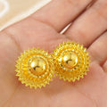 24k gold plated earrings, middle eastern spherical pendant, minimalist chic women's bridal dubai jewelry dangle earrings