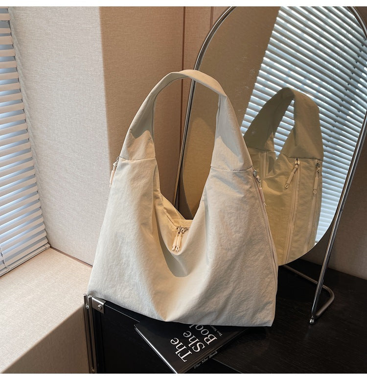 Cross-border fashion casual canvas tote bag women's 2025 new trendy versatile large-capacity underarm bag commuter shoulder bag