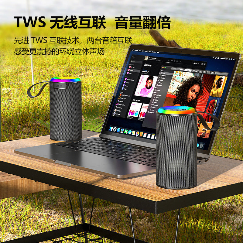 New wireless bluetooth speaker - outdoor rgb light portable waterproof mini speaker with ambient lighting and stereo sound
