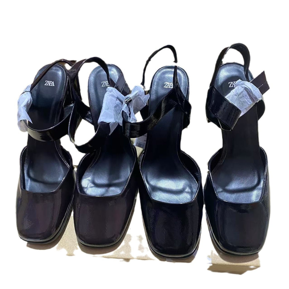 Za2024autumnew arrival baotou thick heel back strap buckle decoration mary jane high heel sandals daily easiest for match