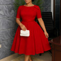D3361  cross-border e-commerce new fashion elegant and chic evening dress - round neck, short sleeve, african style dress