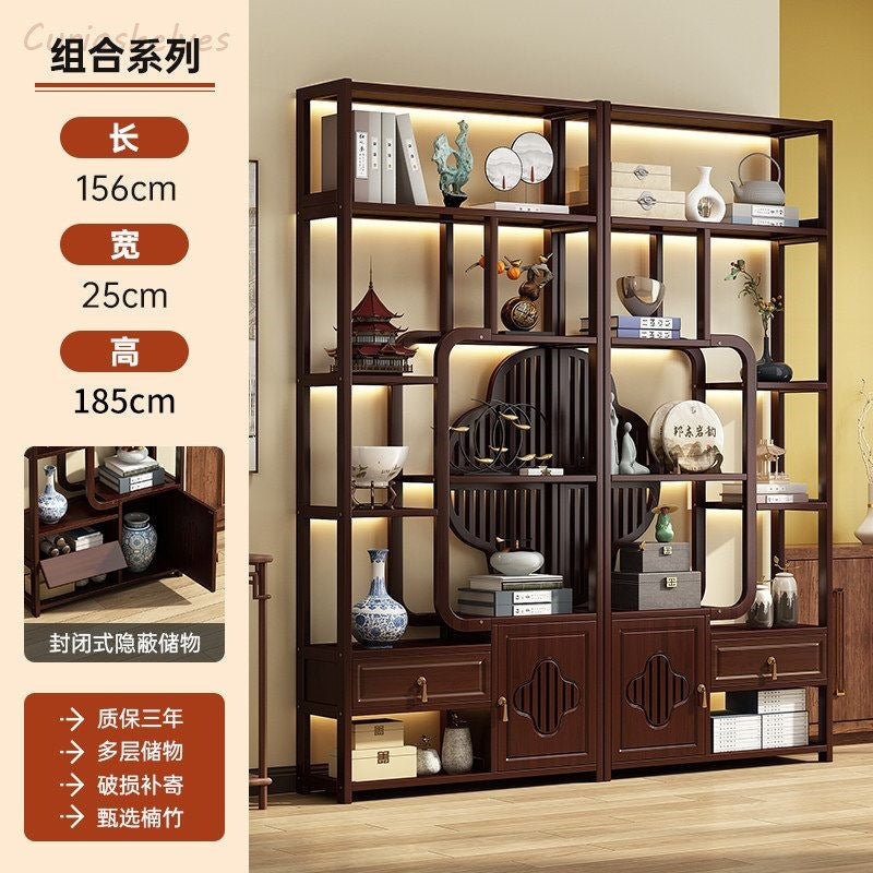Special offer new chinoiserie non-solid wood antique rack tea tea set rack tea room tea cabinet ornaments storage rack large capacity