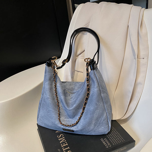 Versatile ins messenger bag women's 2025 new winter simple retro deerskin velvet tote bag shoulder armpit bag