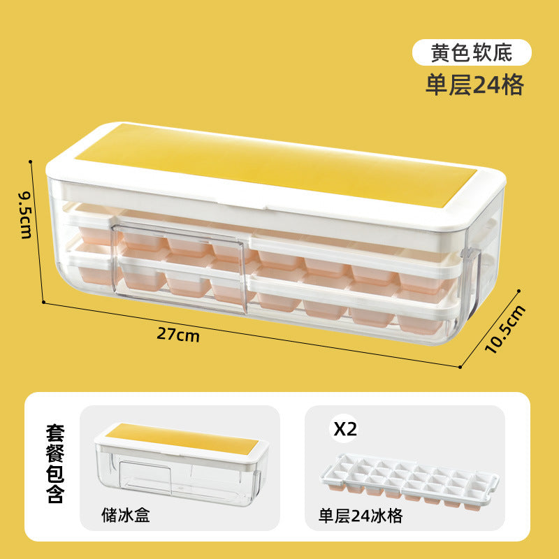 New push-button ice cube tray - easy release, home ice mold, ice storage, ice making box, ice cube maker, silicone ice tray