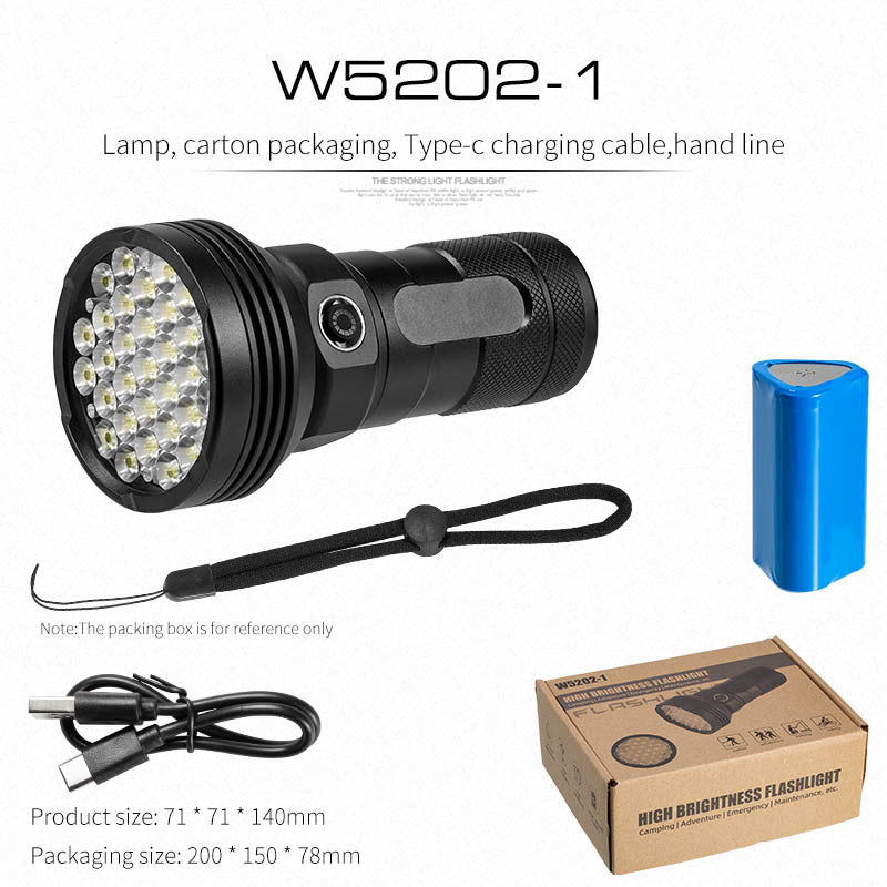 Cross-border new explosive laser cannon strong light flashlight Type-C charging high power high capacity LED flashlight